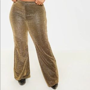 Sparkly Gold High Waist Flare Pants